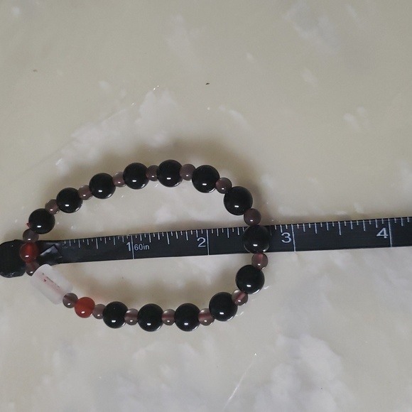 Natural Black Obsidian 8mm 2pcs light gemstone. - Picture 2 of 4